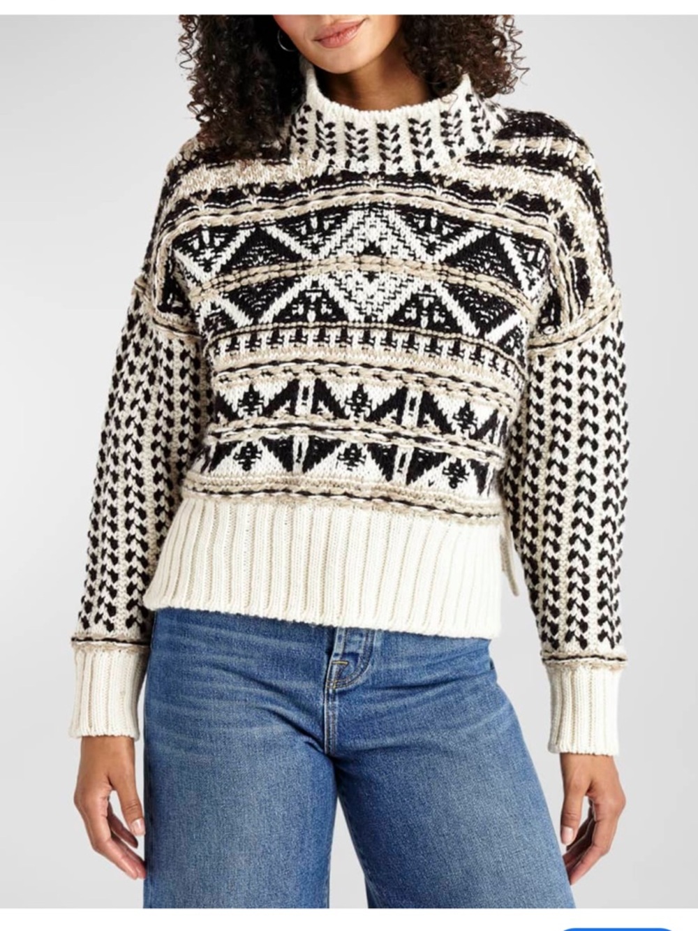Splendid Size XS Sweater Vail Alpaca Wool Blend Fair Isle Turtleneck Cozy Cabin